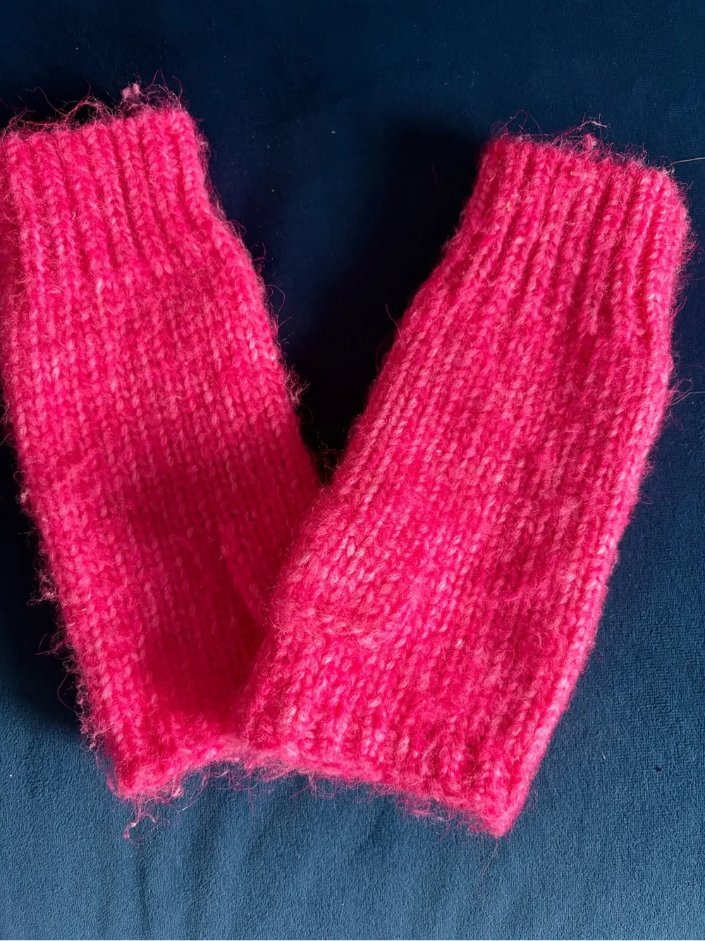 LOFT Bright Hot Pink Knit Fingerless Gloves